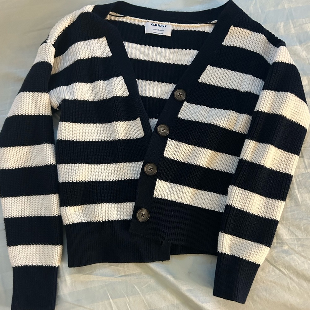 Old navy cardigan, navy blue and white